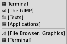 Window selector panel application displayed from the bottom edge panel.