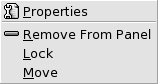 Menu a comparsa degli oggetti dei pannelli. Voci del menu: Propriet&amp;amp;agrave;, Rimuovi dal pannello, Blocca, Sposta. 