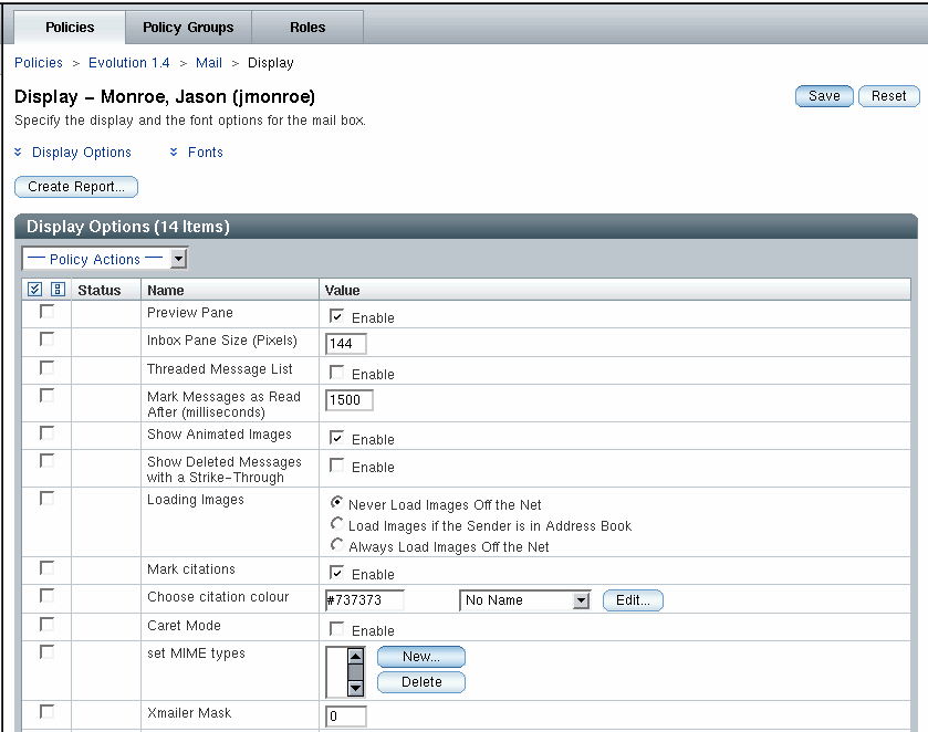 Policies page