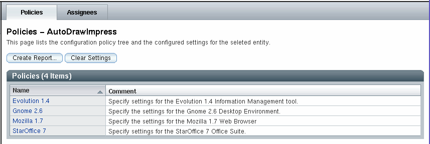 Policies tab page