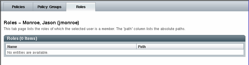Roles tab page