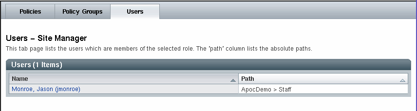 Users tab page