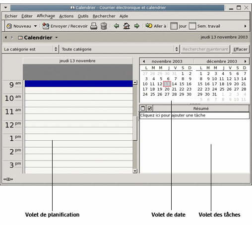 Fen&amp;amp;amp;ecirc;tre Calendrier type. L&amp;amp;amp;eacute;gendes : Volet planification, Volet date, Volet t&amp;amp;amp;acirc;che. 