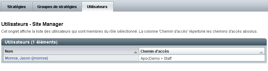 Onglet Utilisateurs