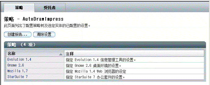 “策略”选项卡页面