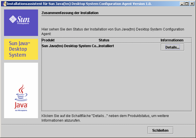 Zusammenfassung der Installation