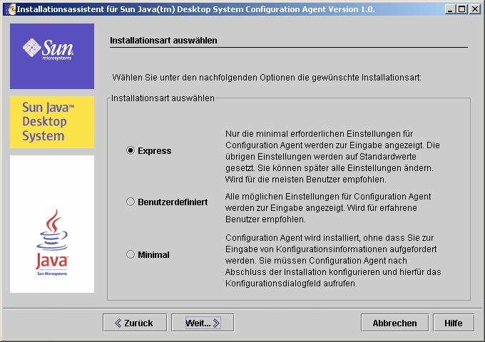 Seite "Installationsart“