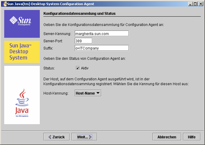 Configuration Agent, Konfigurationsdatensammlung