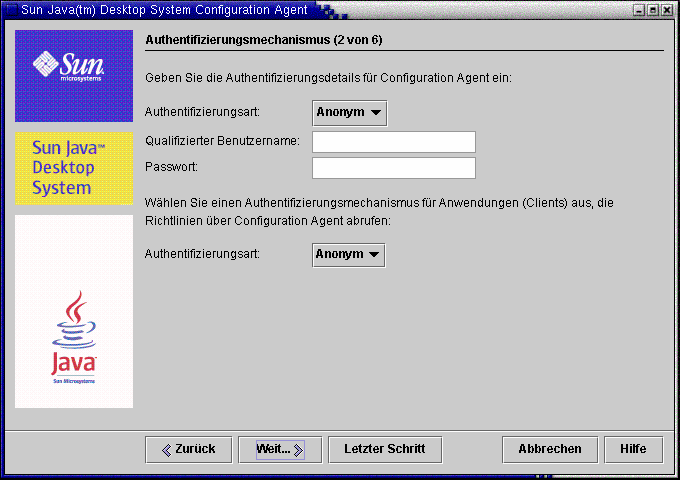 Configuration Agent, Authentifizierungsmechanismus