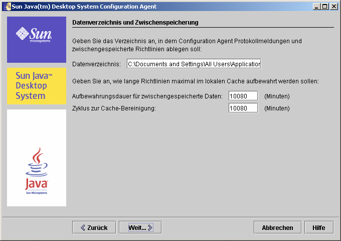 Configuration Agent, Datenverzeichnis