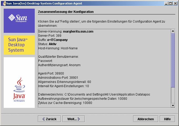 Configuration Agent, Zusammenfassung