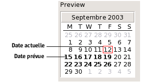 Section aper&amp;amp;amp;ccedil;u type. L&amp;amp;amp;eacute;gendes : Date actuelle, date pr&amp;amp;amp;eacute;vue 