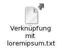 Dateisymbol mit dem Emblem f&amp;amp;amp;uuml;r symbolische Links. 