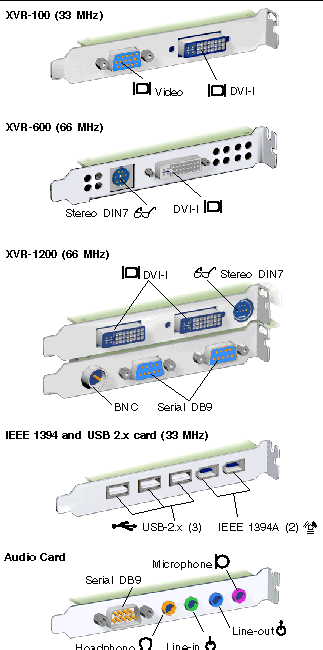 Figure shows the connectors on the graphics accelerators.