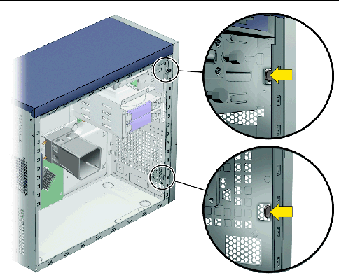 Figure showing releasing of bezel tabs.