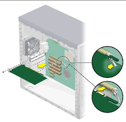 Figure showing removal of a graphics card.