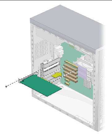 Figure showing installation of a PCI card.