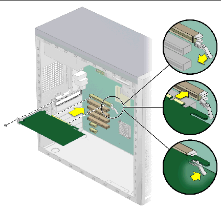 Figure showing instatllation of a graphics card.