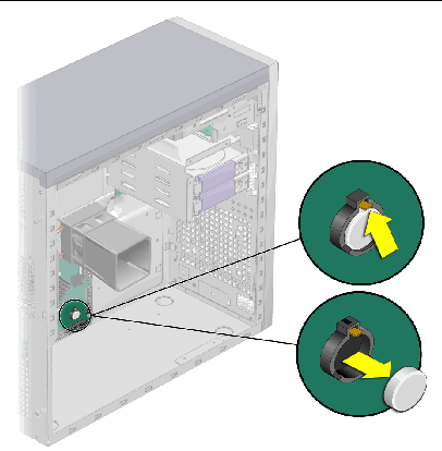 Figure showing removal of the system battery.