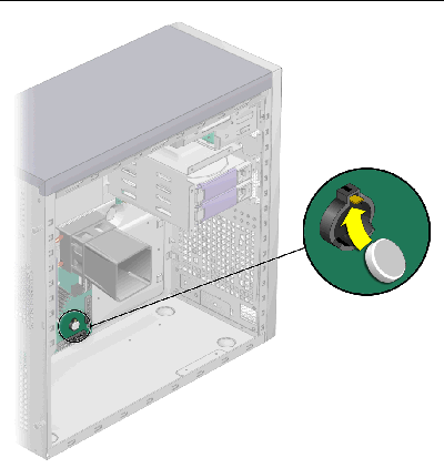 Figure showing installation of a system battery.