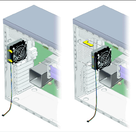 Figure showing removal of the system fan.