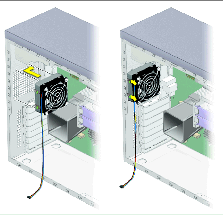 Figure showing installatin of the system fan.