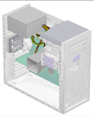 Figure showing locatin of the power supply and cables in the system.