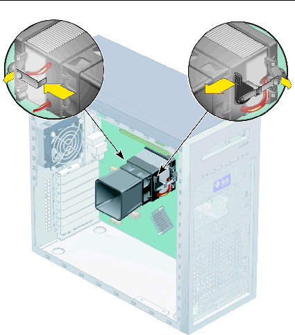 Figure showing removal of the heatsink/fan assembly.