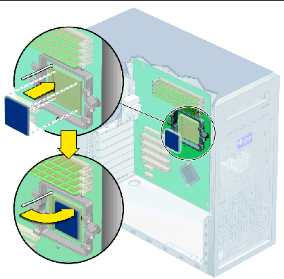 Figure showing installation of the CPU.