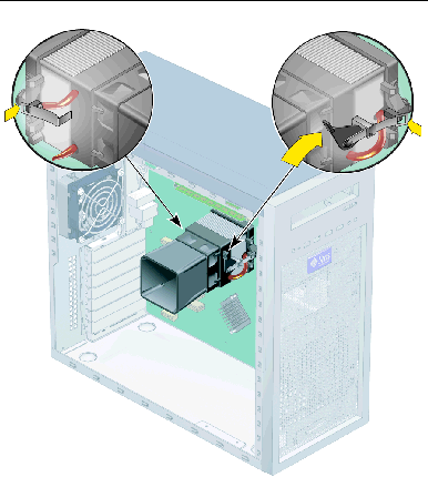 Figure showing securing of the heatsink/fan assembly.