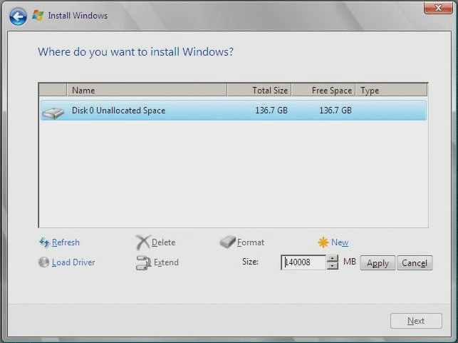 Graphic showing the Windows Altering Partition Information
page.