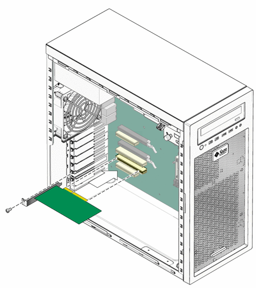 Figure showing installation of a PCI Card.