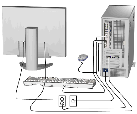 Figure showing cable connections for the Sun Ultra 20 Workstation.