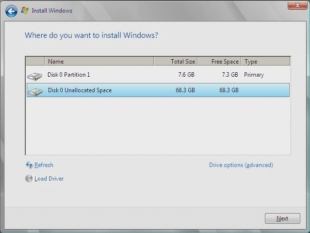 Graphic showing Where Do You Want To Install Windows screen.