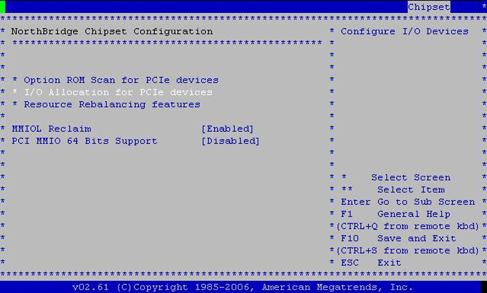 Imagen de la pantalla de configuración del chipset de puente norte