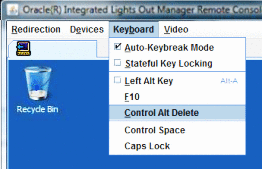 「MegaRAID BIOS Confirmation Page」の「Keyboard」メニューの「Control Alt Delelte」のスクリーンショット