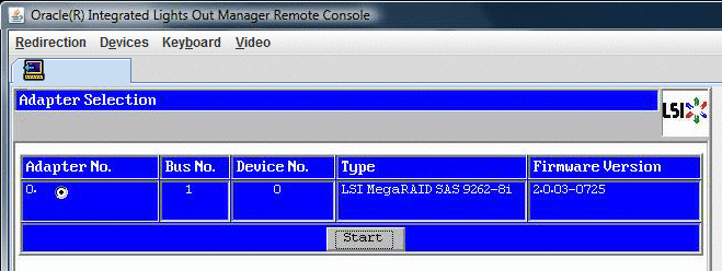 「Adapter Selection」ウィンドウのスクリーンショット