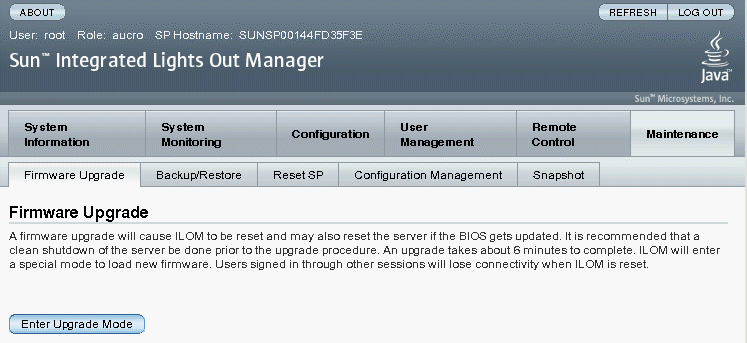 「Firmware Upgrade」ページ