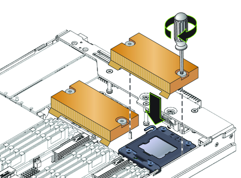 image:An illustration showing the installation of the heatsink.