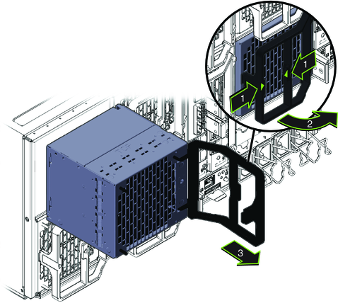 image:An illustration showing how to remove a Fan module.