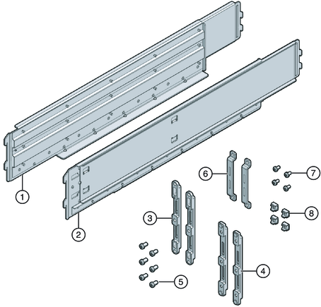 image:Contents of the rack mounting kit