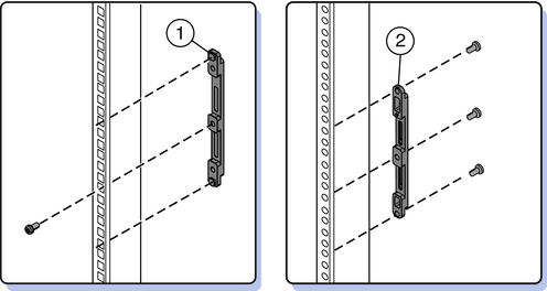 image:Front adapter brackets being attached to a rack