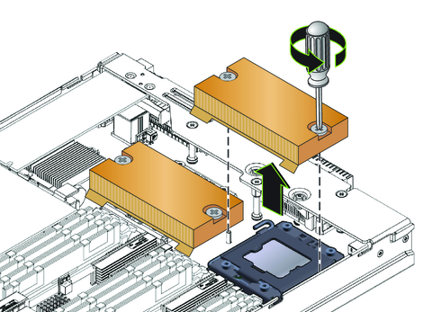 image:An illustration showing how to remove the heatsink.