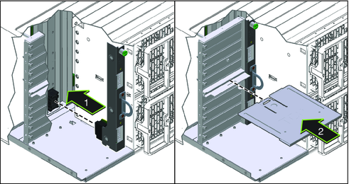 image:An illustration showing how to install a Fan module controller board.