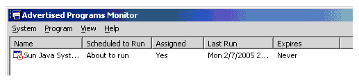 A User’s Advertised Programs Monitor