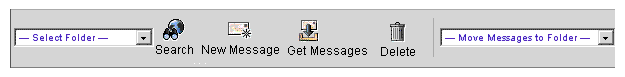 In this figure the "Search" tool  is displayed as the first tool and  the  "Get Mail" tool  has been  renamed to "Get Messages."
