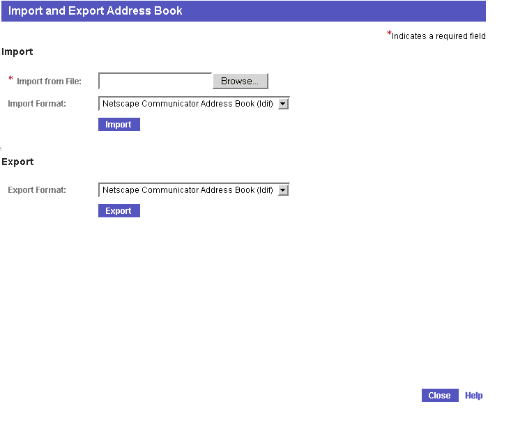 Customizing Import and Export Address Book Window