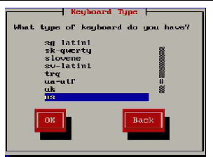 A screenshot showing the Red Hat keyboard screen.