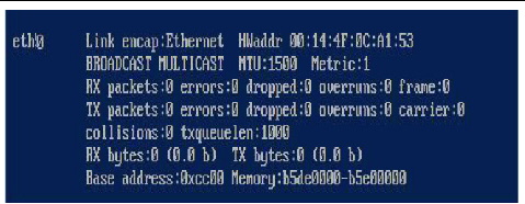 A screenshot showing the Eth0.