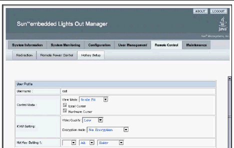 Screenshot showing keyboard, video and mouse selections 
